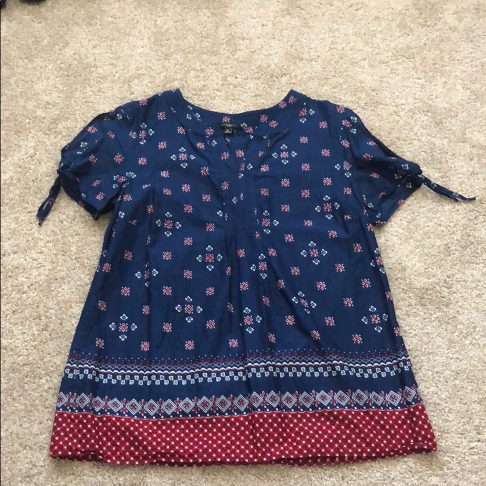 Talbots peep shoulder blouse